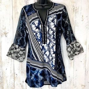 Valerie Stevens Boho Small Rhinestone Embel Tunic